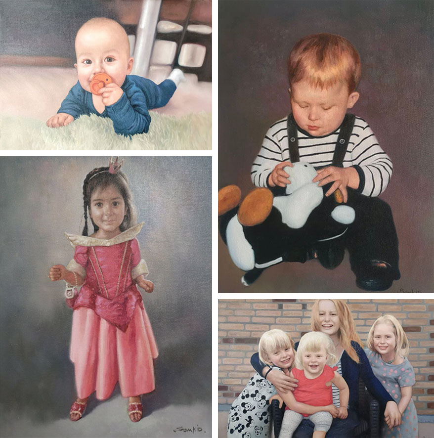 Porträttmålningar av barn