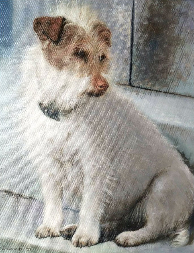 Porträttmålning av en hund
