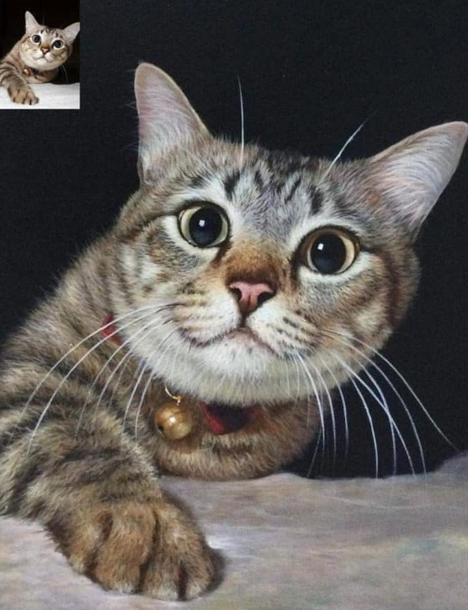 Målning av en katt
