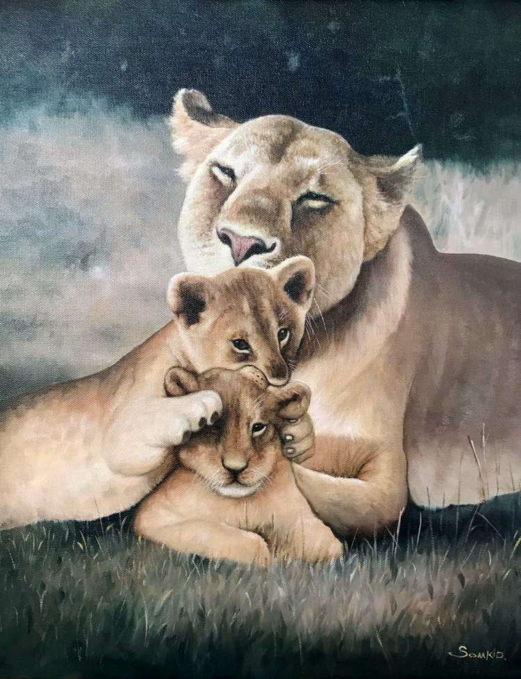 En målning av lejon vi gjorde
